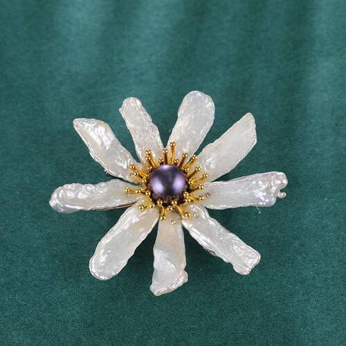 真淡水珍珠雏菊胸针特色DIY小众