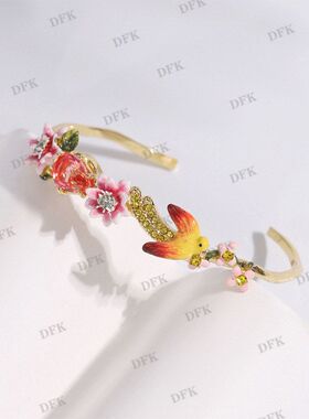 伊甸乐园系列粉色西番莲花黄鸟