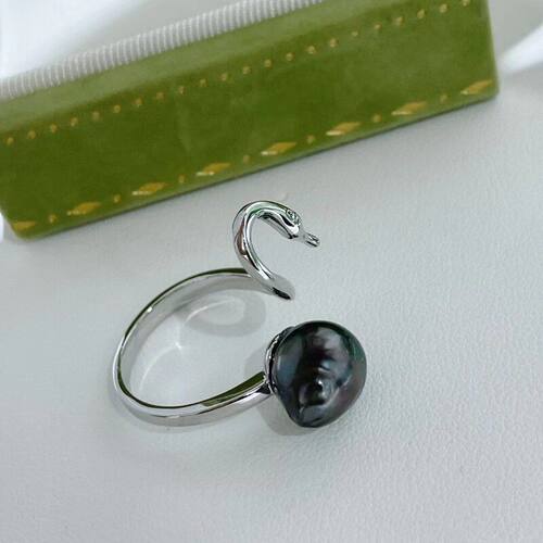 海水时尚新款珍珠首饰戒指天鹅