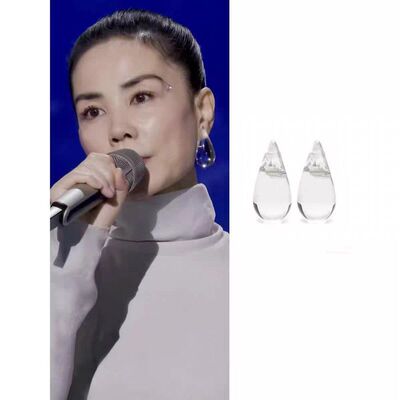 【孤品下架清仓】耳钉2026春晚水滴透明耳环女王菲耳饰