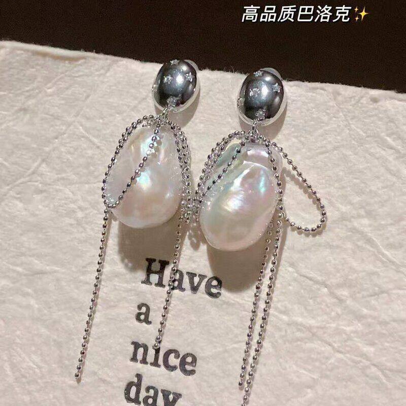 显脸瘦的耳环初夏爆款流苏长款银耳针耳坠气质款独特小众设计耳饰