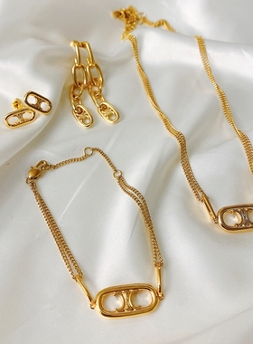 LUCKY 金色欧美潮流凯旋门系列套装锁骨短款项链冷淡风极简饰品