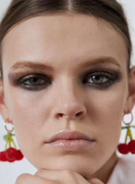 ins 可爱百搭大红色樱桃流行潮流小清新耳环