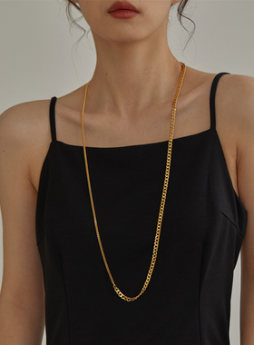 Lucky 极简风金银不规则拼接几何裸链项链毛衣链双层简约COS冷淡