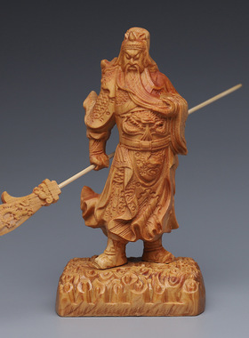崖柏立刀关公摆件木雕武财神