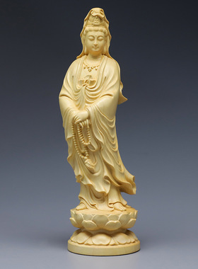 黄杨木雕观音菩萨佛像供奉家用
