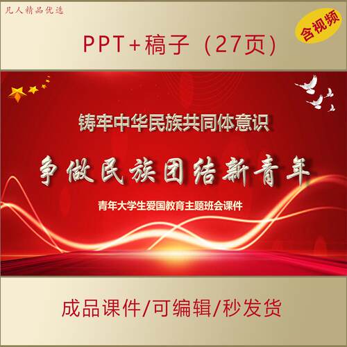 铸牢中华民族共同体意识青年大学生思政主题班会PPT成品课件AL110