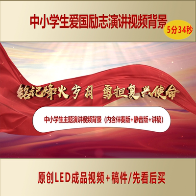 中小学生铭记历史弘扬抗战精神主题演讲活动视频背景+演讲稿AL890
