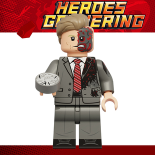 超级英雄蝙蝠侠反派拼装 第三方男孩益智儿童积木人仔K2326双面人