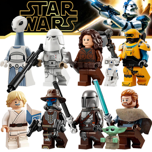 星球大战人仔曼达洛人雪地兵卢克贝恩拼装积木玩具KM66037-66044