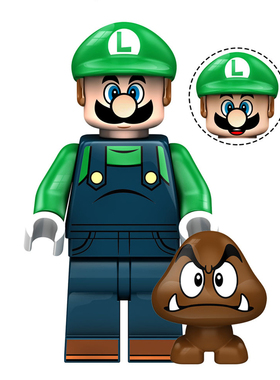 超级玛丽踩蘑菇水管工兄弟马里奥第三方拼装积木人仔K2034路易基
