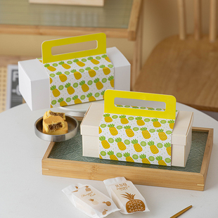 凤梨酥手提包装 盒蛋黄酥绿豆糕雪花酥雪媚娘手工饼干甜点木质礼盒