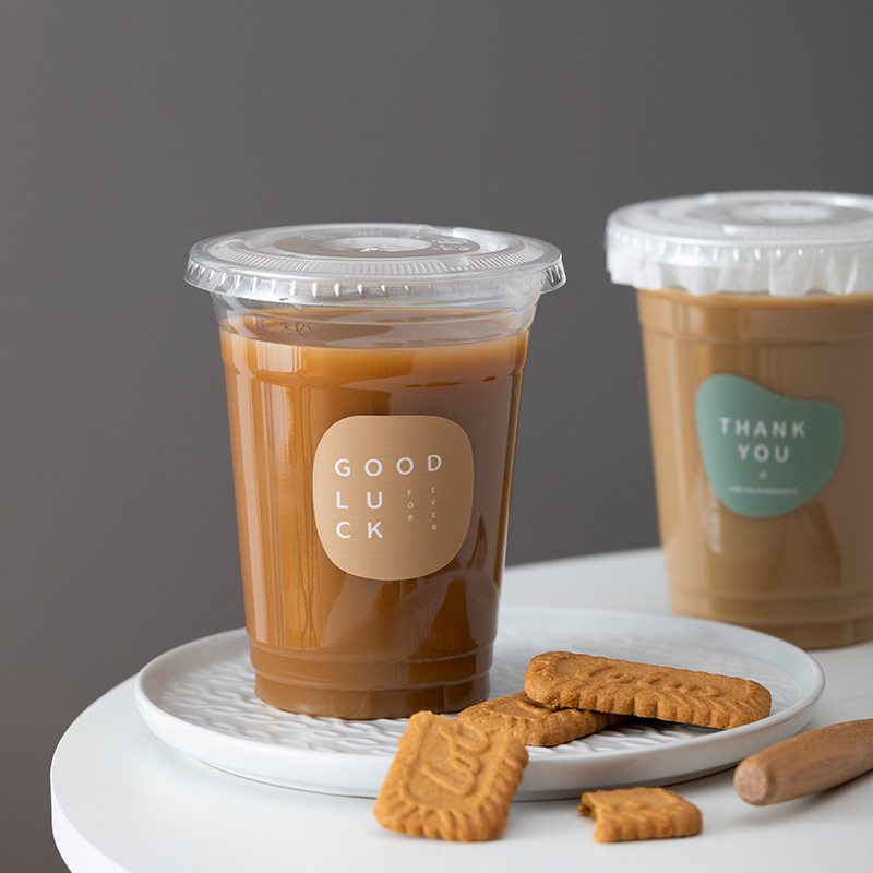 INS风日韩网红奶茶杯一次性咖啡打包杯PET冷饮杯水果柠檬茶外卖杯