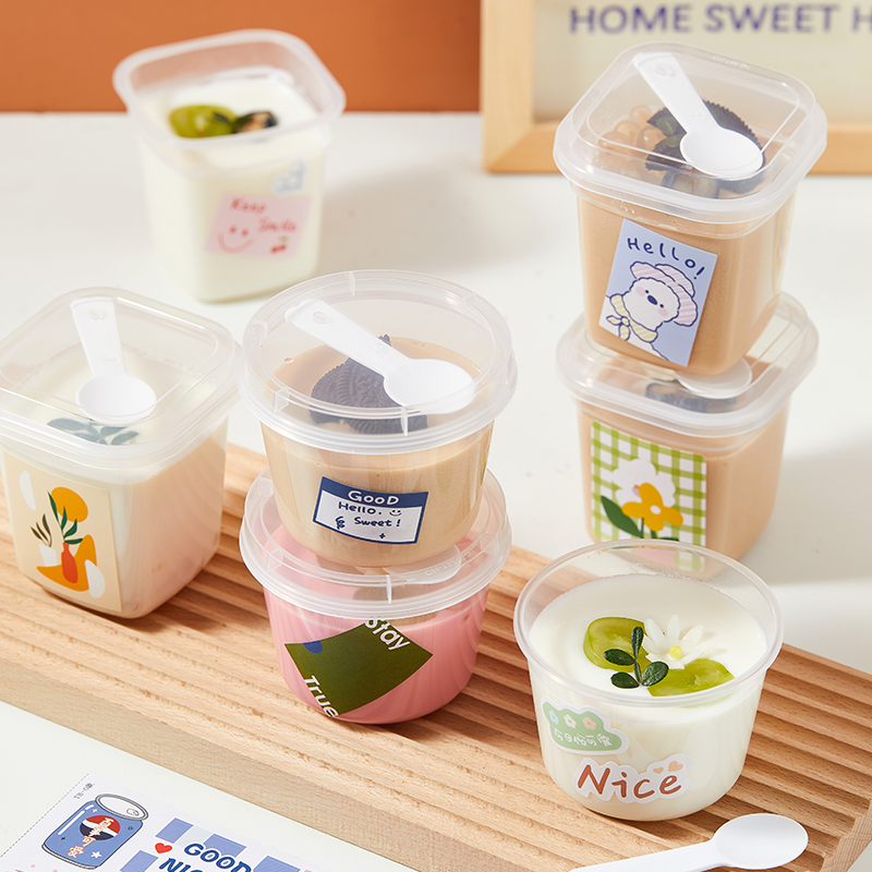 一次性布丁杯子酸奶冻带盖打包盒
