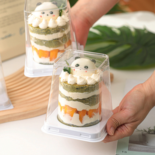 烘焙包装盒加高2寸3寸透明西点慕斯甜品盒草莓千层切块蛋糕包装盒