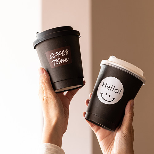 一次性咖啡纸杯带盖冷热饮杯