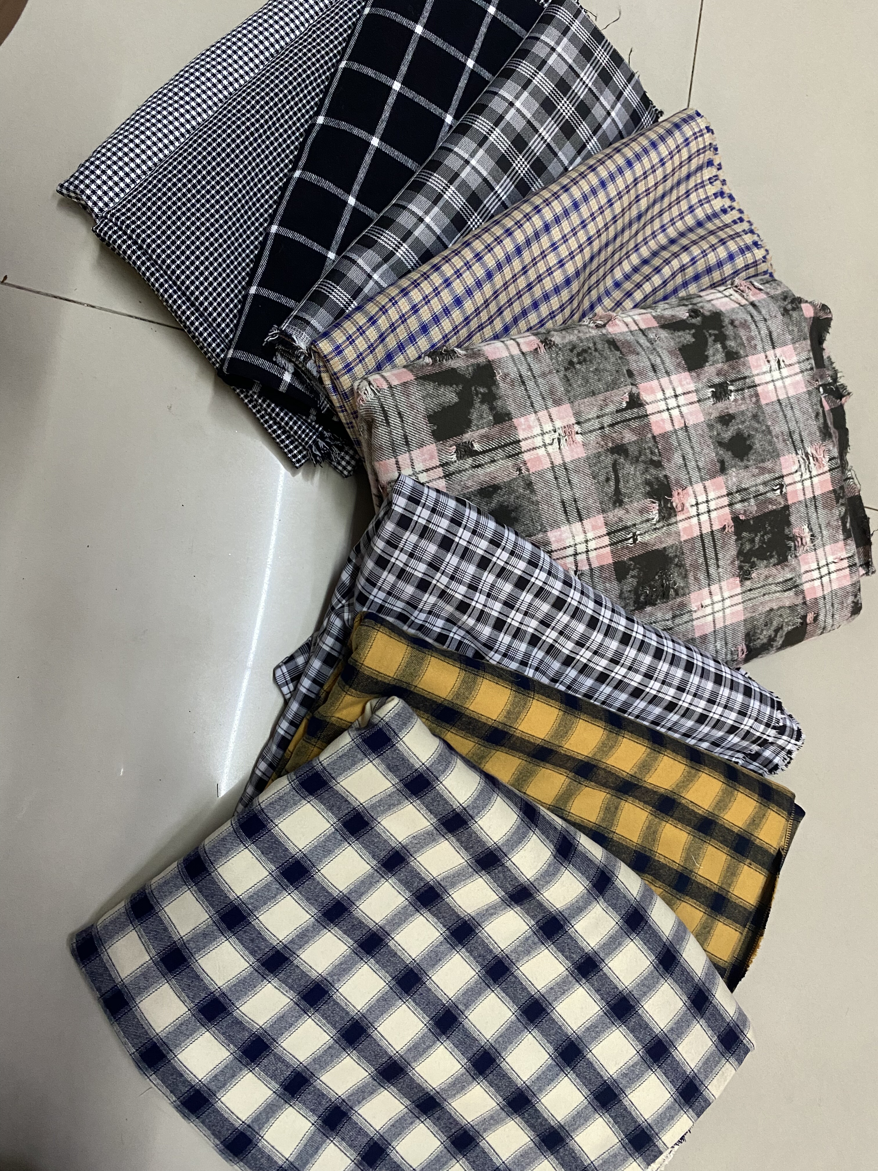 复古色织格子布料春夏衬衣连衣裙套装手工JK服装面料清仓处理