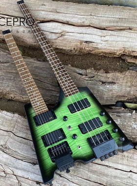 爱艺思/Acepro双头无头电吉他低音电贝司封闭拾音器黑色圈绿色