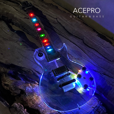 爱艺思/Acpero水晶电吉他LED灯亚克力透明玻璃炫彩摇滚金属琴