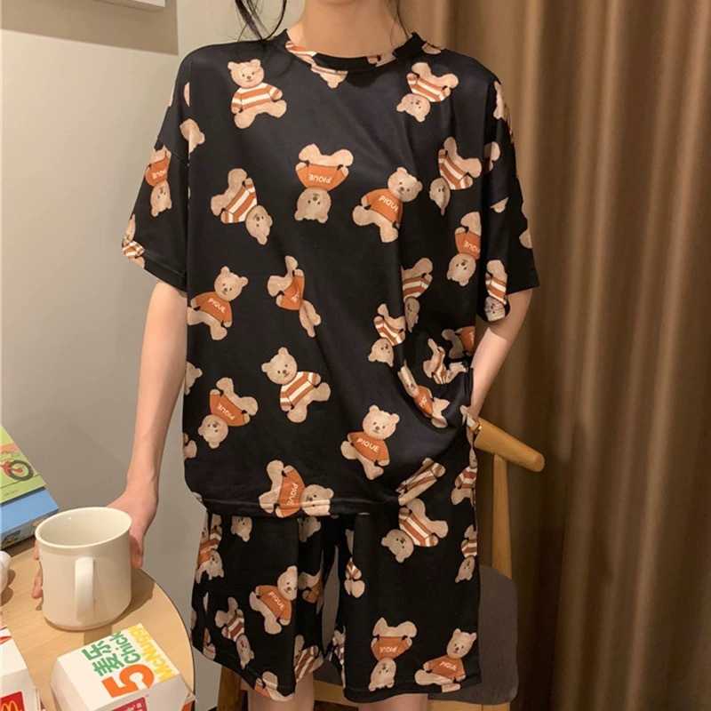 厂家睡衣女夏季薄款短袖卡通少女学生夏天宽松睡衣女士外穿家居服