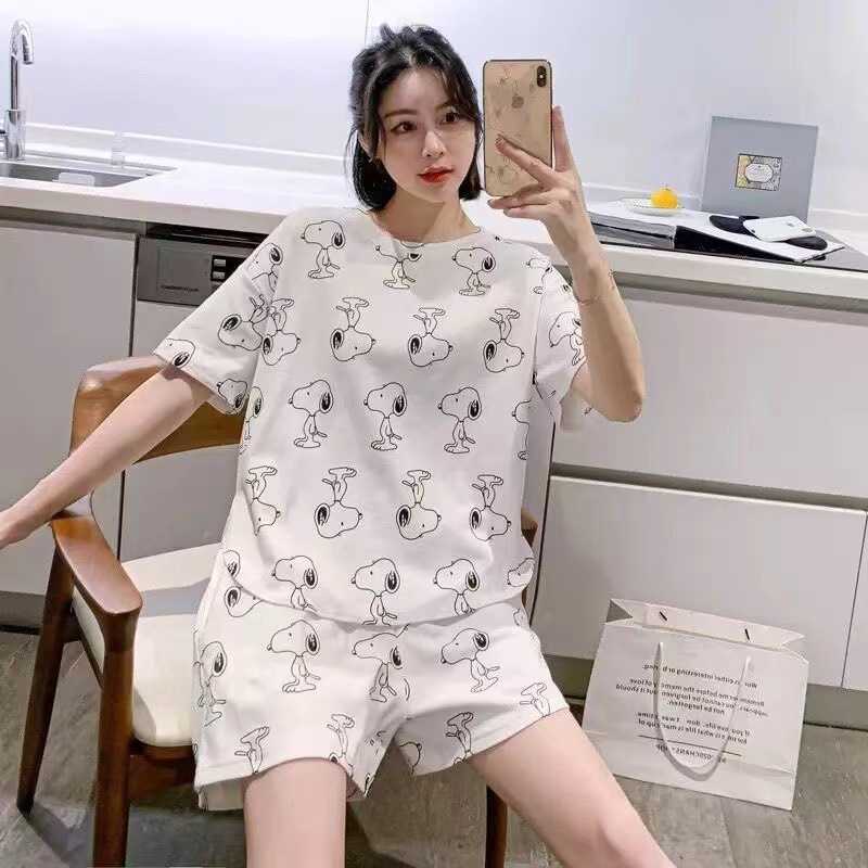 大码睡衣女夏季薄款短袖卡通少女学生夏天宽松睡衣女士外穿家居服