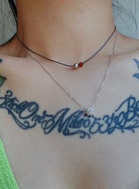 原创设计手工编绳项链红玛瑙s925银珠简约颈链可调节锁骨链