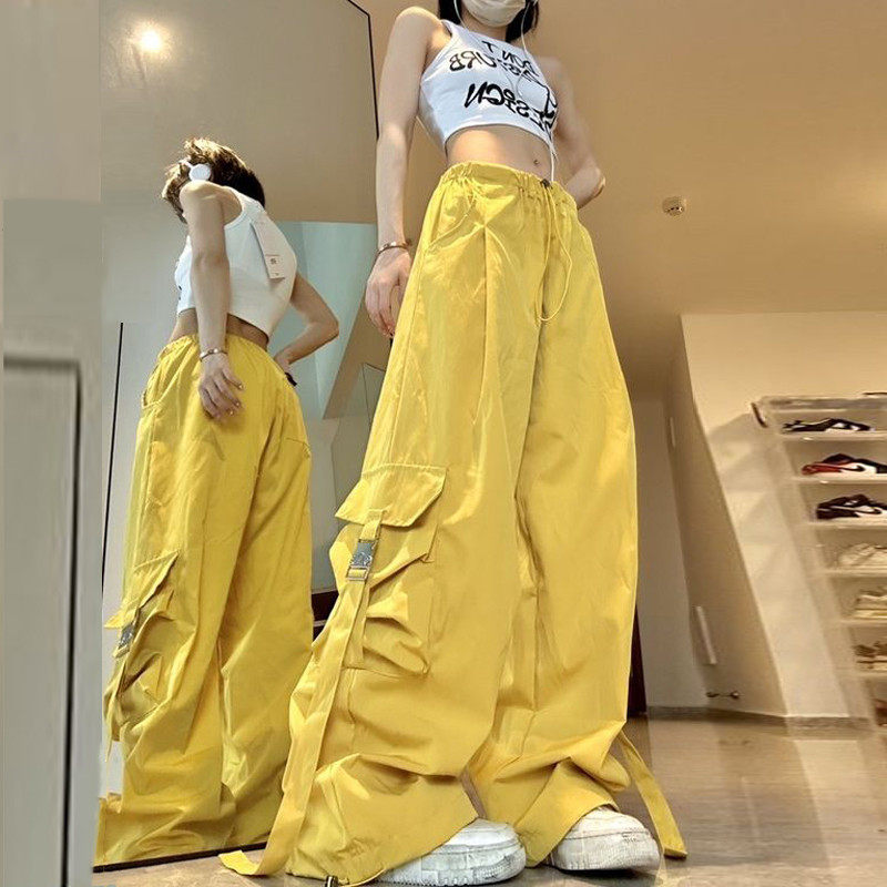 美式复古vibe速干工装裤女夏季直筒垂感宽松阔腿裤运动休闲长裤子