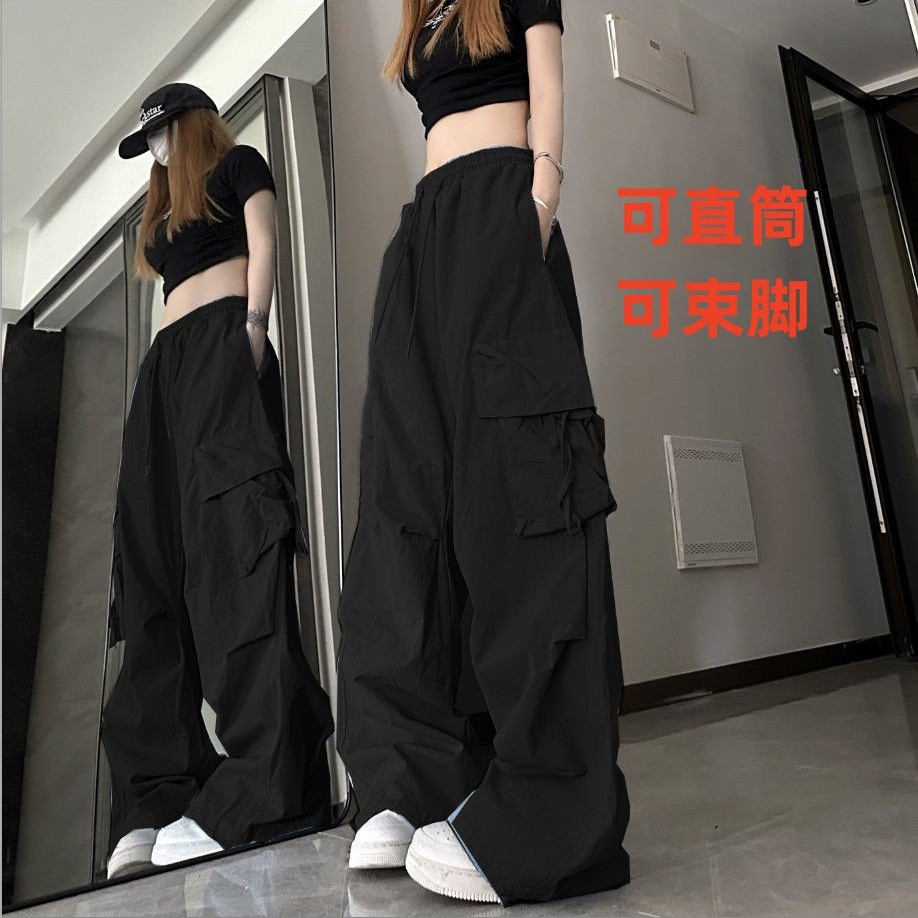 ins复古街头多巴胺工装裤子女夏