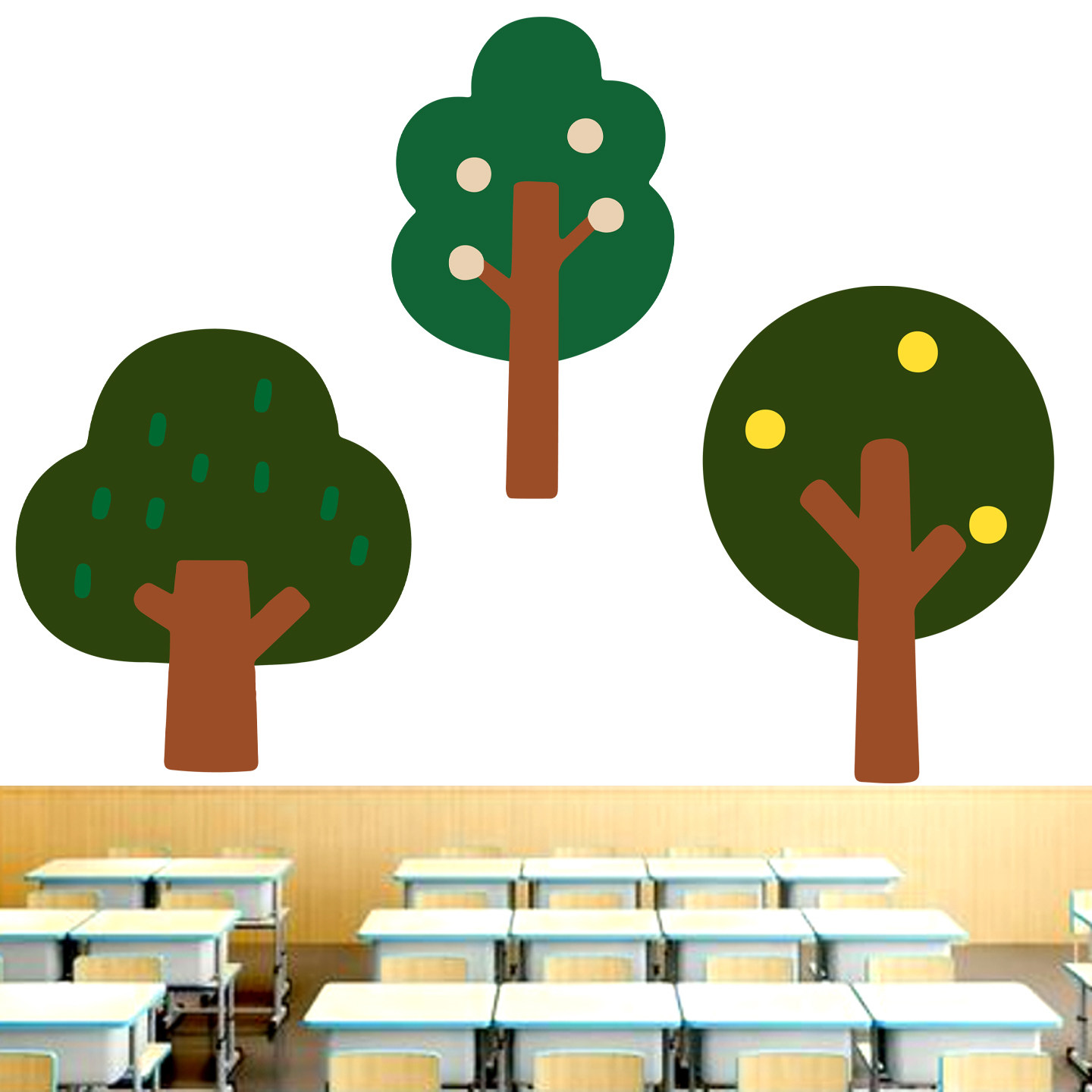 学校黑板报卡通树木贴纸幼儿园教室墙面装饰画自粘防水毛毡布墙贴,家居饰品,文化墙贴,淘宝优惠券,粉丝福利购,淘宝优惠卷