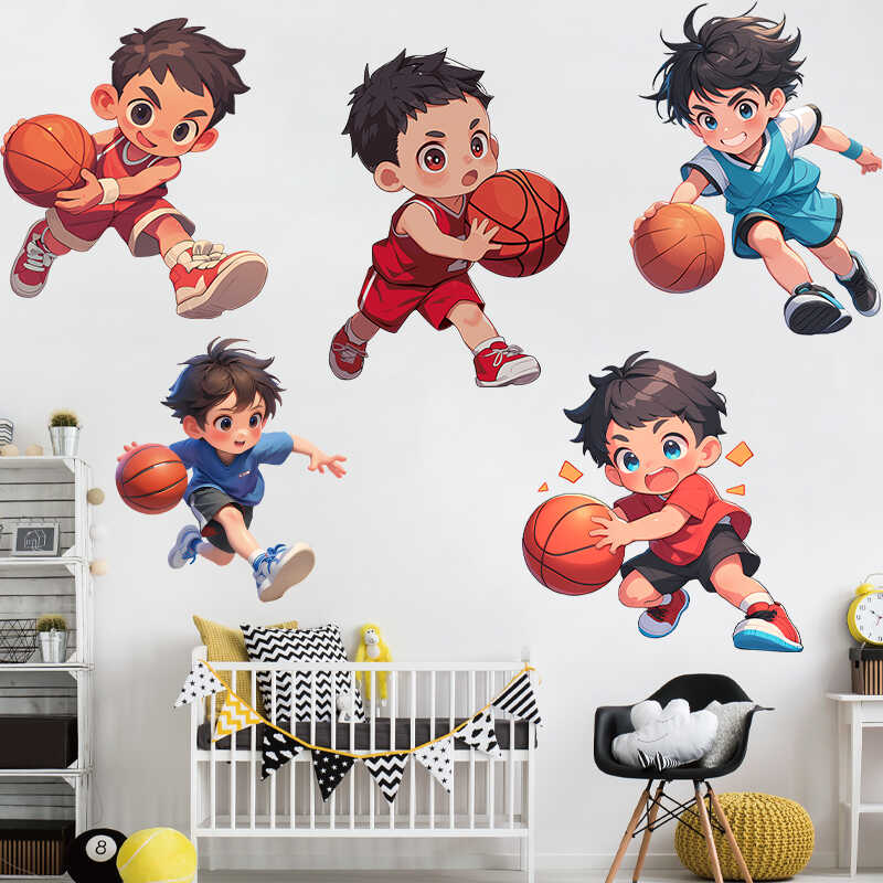 卡通男孩图案防水装饰墙自粘贴纸