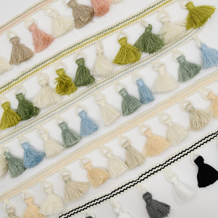 许村粉色窗帘装 天河花边新款 饰流苏棉吊球侧边可零剪一米简约现代