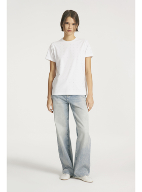 俄罗斯lim出口外贸时尚迷你水晶粒重工宽松圆领短袖T恤A12 3698