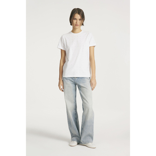 T恤A12 3698 迷你水晶粒重工宽松圆领短袖 俄罗斯lim出口外贸时尚