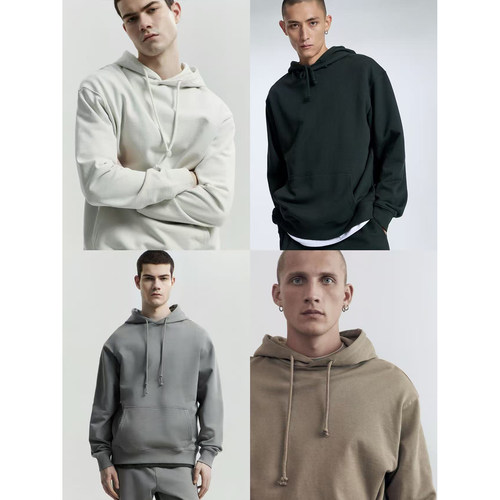 男款基本款纯色直筒休闲连帽衫