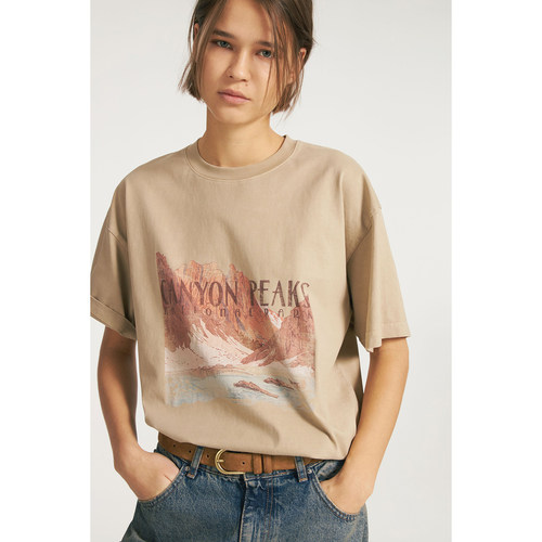 山海印花圆领宽松短袖T恤