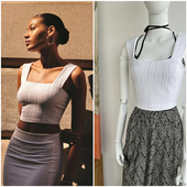 背心 外贸原单 吊带叠穿神器tee打底 Lota 纹理方领短款 Dyn amite