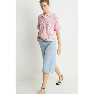 翻领微绒宽松衬衫短袖T恤