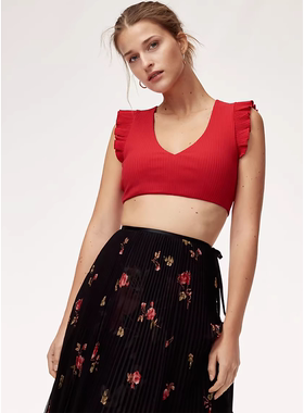 外贸原单Ari*tzia Wilfred性感辣妹风百搭罗纹小翅膀V领背心 两色