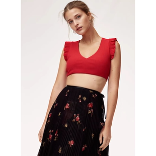 外贸原单Ari*tzia Wilfred性感辣妹风百搭罗纹小翅膀V领背心 两色