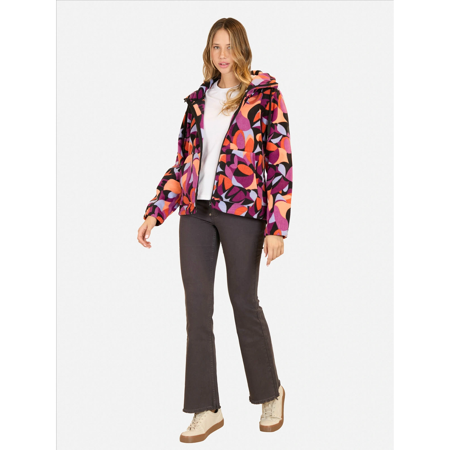 彩色几何休闲抓绒卫衣