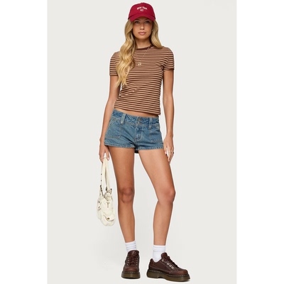 复古水洗低腰牛仔短裤