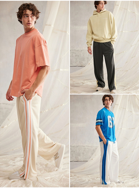 外贸原单UO-Stan*dard Cloth出品Stanley男士侧条纹休闲裤直筒裤