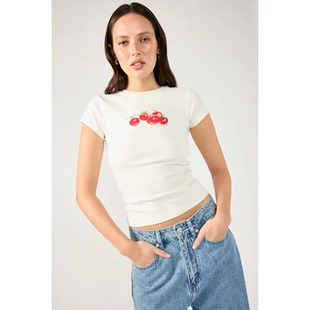 外贸原单Per 3166 T恤短款 短袖 fect Stranger番茄印花圆领修身