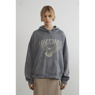 1787 401 外贸原单LIM E垃圾摇滚风老鹰超大宽松休闲连帽卫衣0861