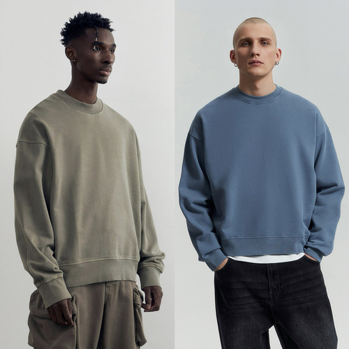 男款成衣染色棉质运动衫五色