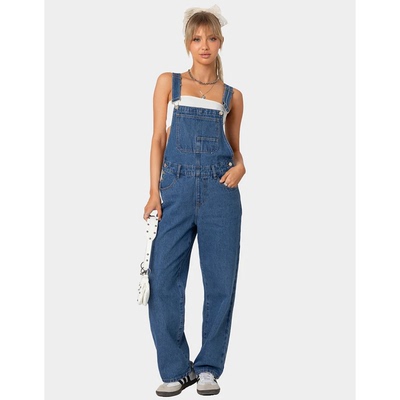 迷迭香宽松直筒牛仔背带裤