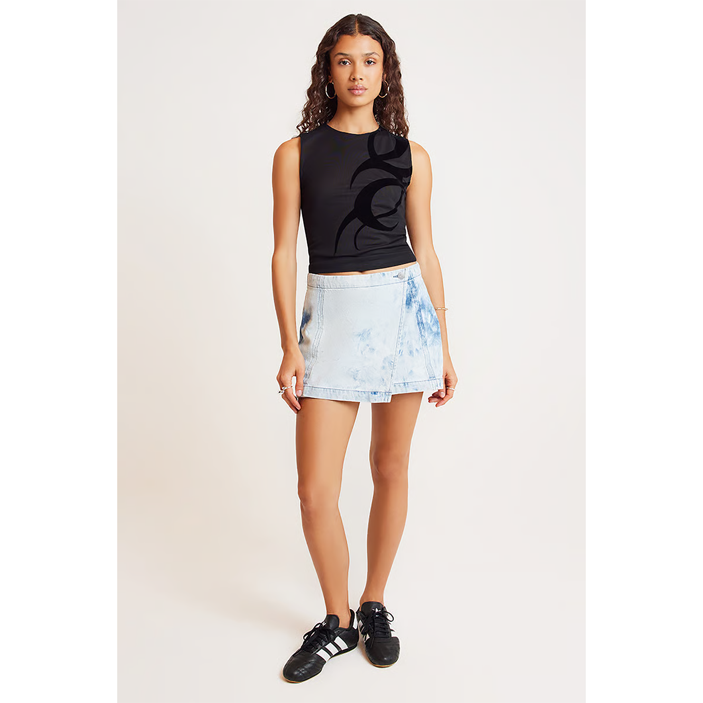 水洗扎染辣妹牛仔短裙