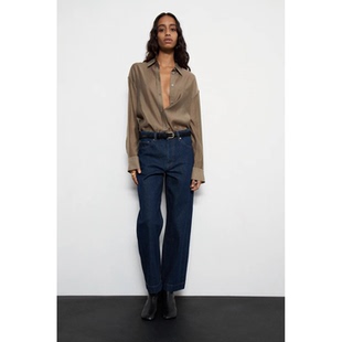 801 2338 1975 E复古水洗深蓝低腰直筒宽松阔腿牛仔裤 外贸原单LIM