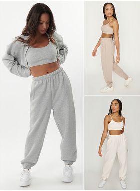 外贸原单Cot*ton on绗缝慢跑裤束脚裤运动裤宽松橡筋腰阔腿裤长裤