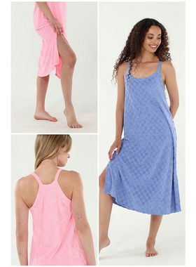 外贸原单Lou*nge 纽波特格纹&日落菠萝连衣裙 海滩或淋浴后罩衫